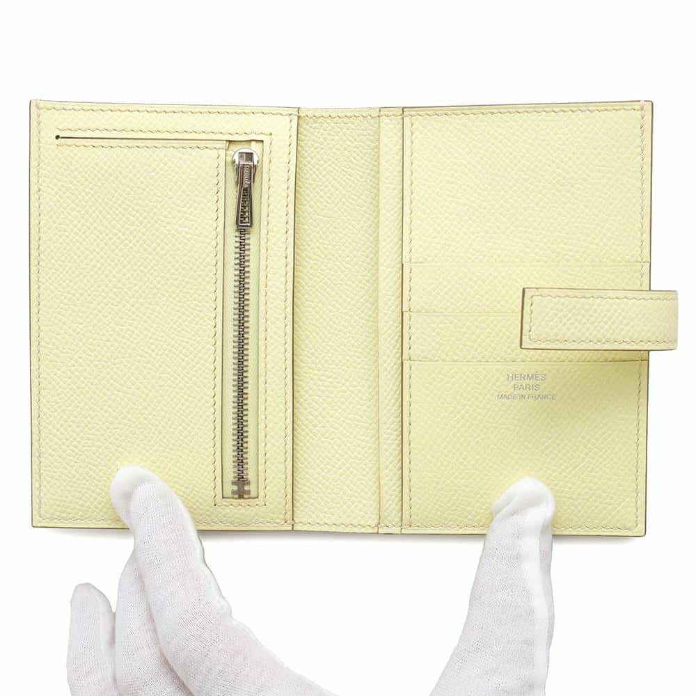 エルメス 二つ折り財布 Hパッサン コンパクト ジョーヌミルトン/シルバー金具 エプソン W刻印