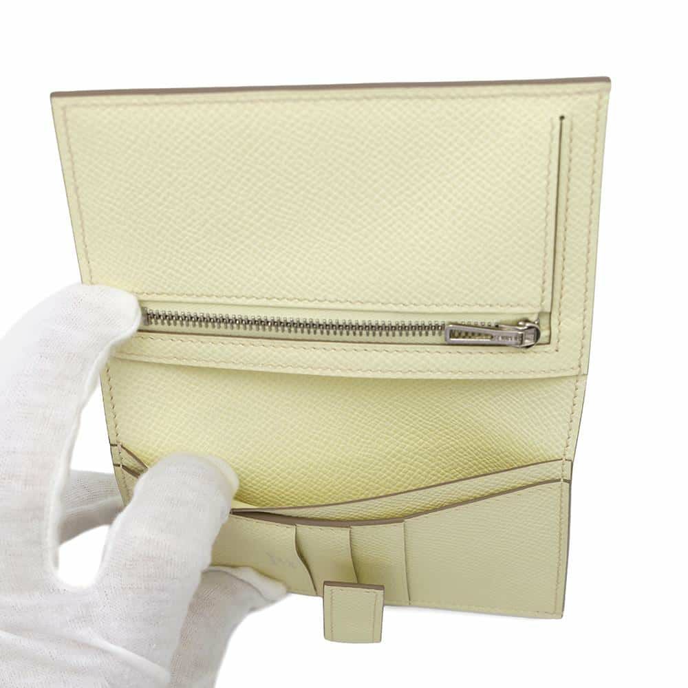 エルメス 二つ折り財布 Hパッサン コンパクト ジョーヌミルトン/シルバー金具 エプソン W刻印