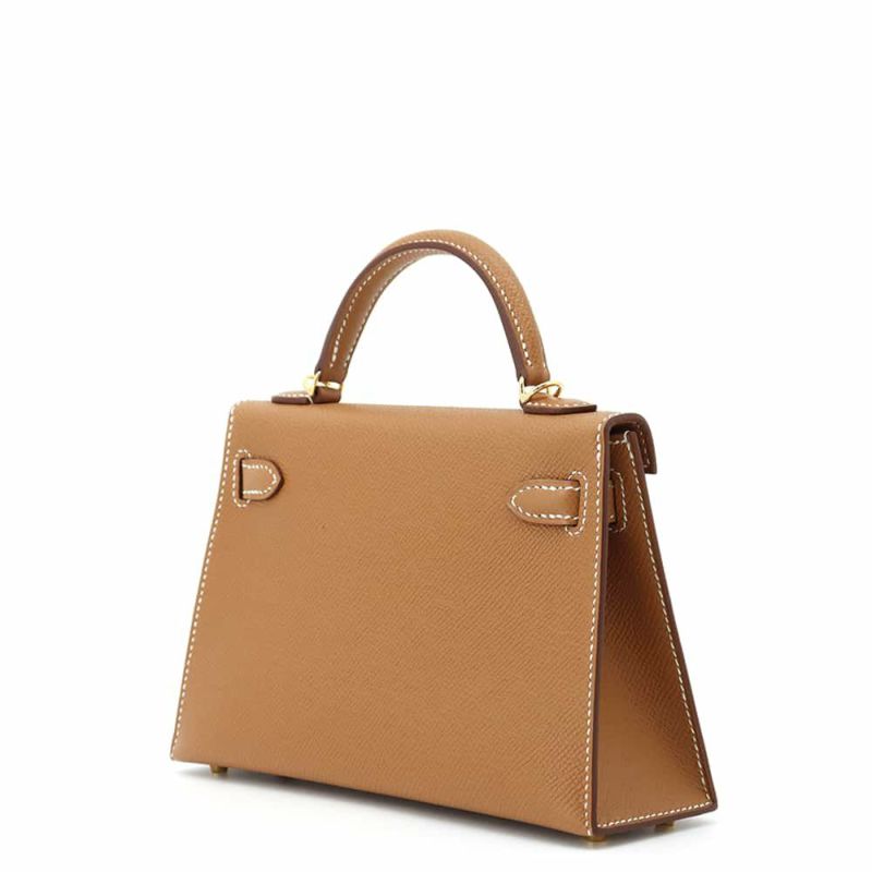 エルメス ハンドバッグ ミニケリードゥ 外縫い ゴールド/ゴールド金具 エプソン W刻印 2wayショルダー
