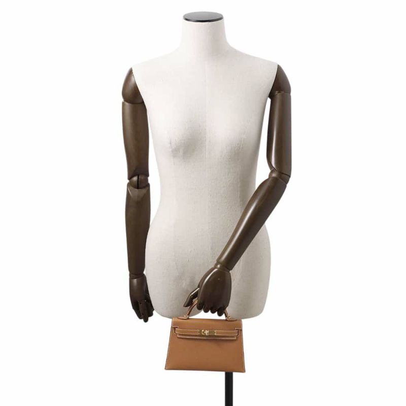 エルメス ハンドバッグ ミニケリードゥ 外縫い ゴールド/ゴールド金具 エプソン W刻印 2wayショルダー