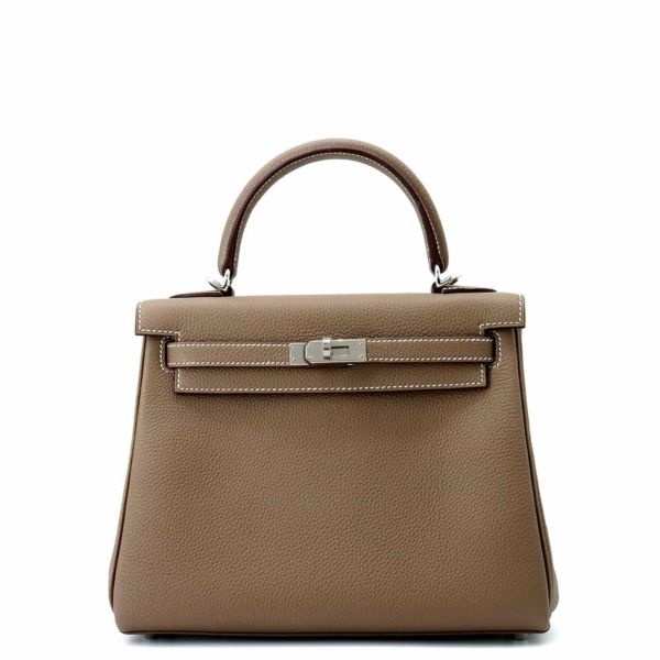 エルメス ハンドバッグ ケリー25 内縫い エトゥープ/シルバー金具 トゴ K刻印 2wayショルダー