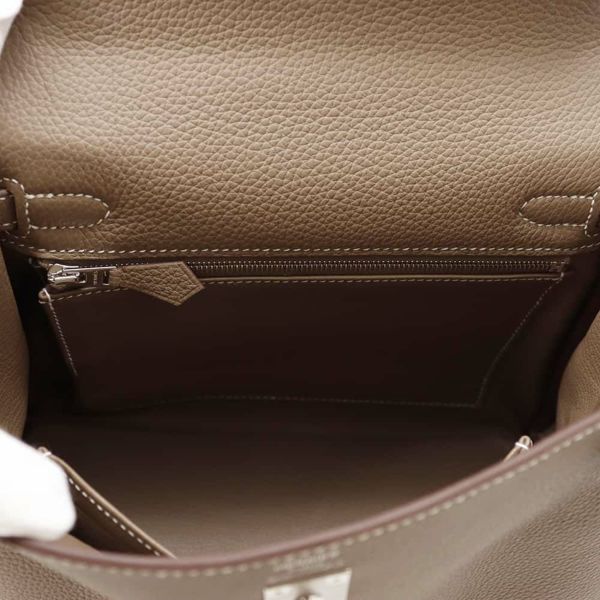 エルメス ハンドバッグ ケリー25 内縫い エトゥープ/シルバー金具 トゴ K刻印 2wayショルダー