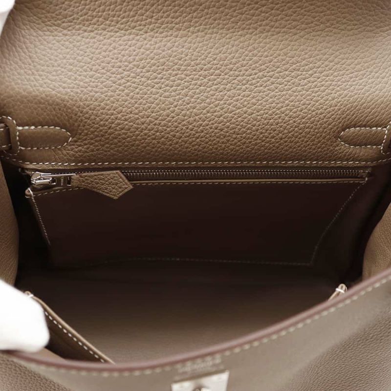エルメス ハンドバッグ ケリー25 内縫い エトゥープ/シルバー金具 トゴ K刻印 2wayショルダー