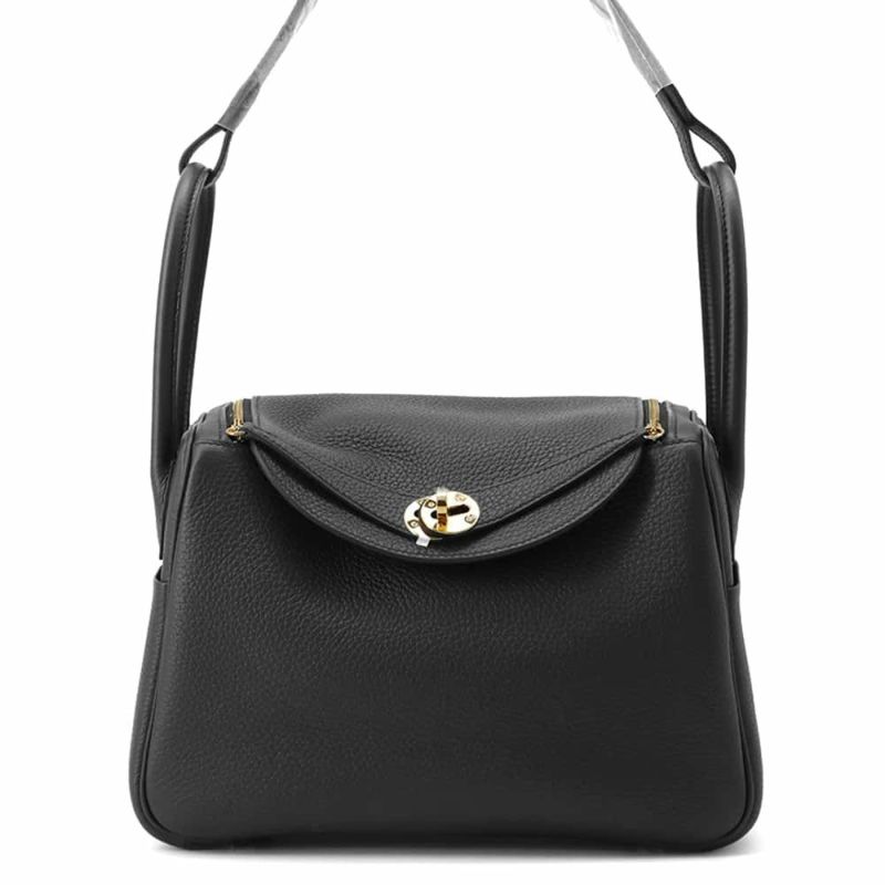 エルメス ハンドバッグ リンディ26 ブラック/ゴールド金具 トリヨンクレマンス W刻印 2wayショルダー 黒