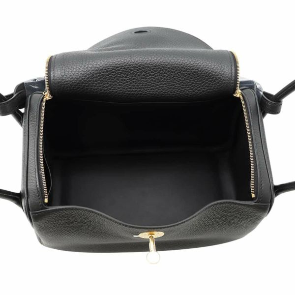 エルメス ハンドバッグ リンディ26 ブラック/ゴールド金具 トリヨンクレマンス W刻印 2wayショルダー 黒