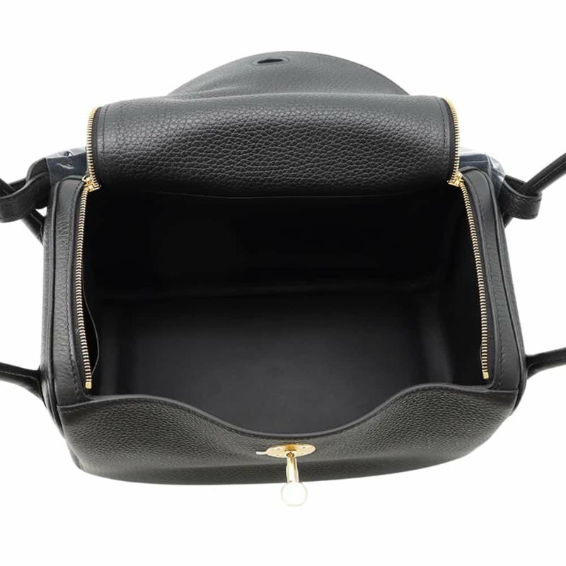 エルメス ハンドバッグ リンディ26 ブラック/ゴールド金具 トリヨンクレマンス W刻印 2wayショルダー 黒