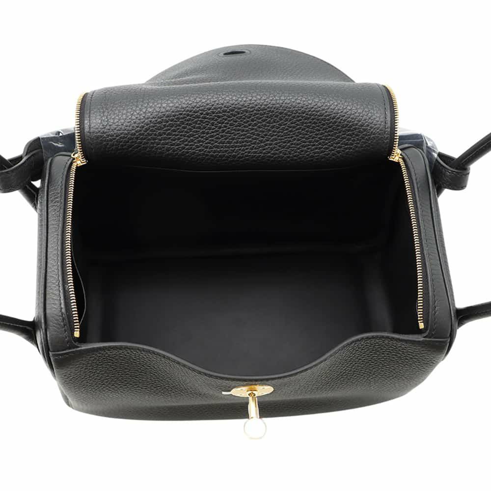 エルメス ハンドバッグ リンディ26 ブラック/ゴールド金具 トリヨンクレマンス W刻印 2wayショルダー 黒