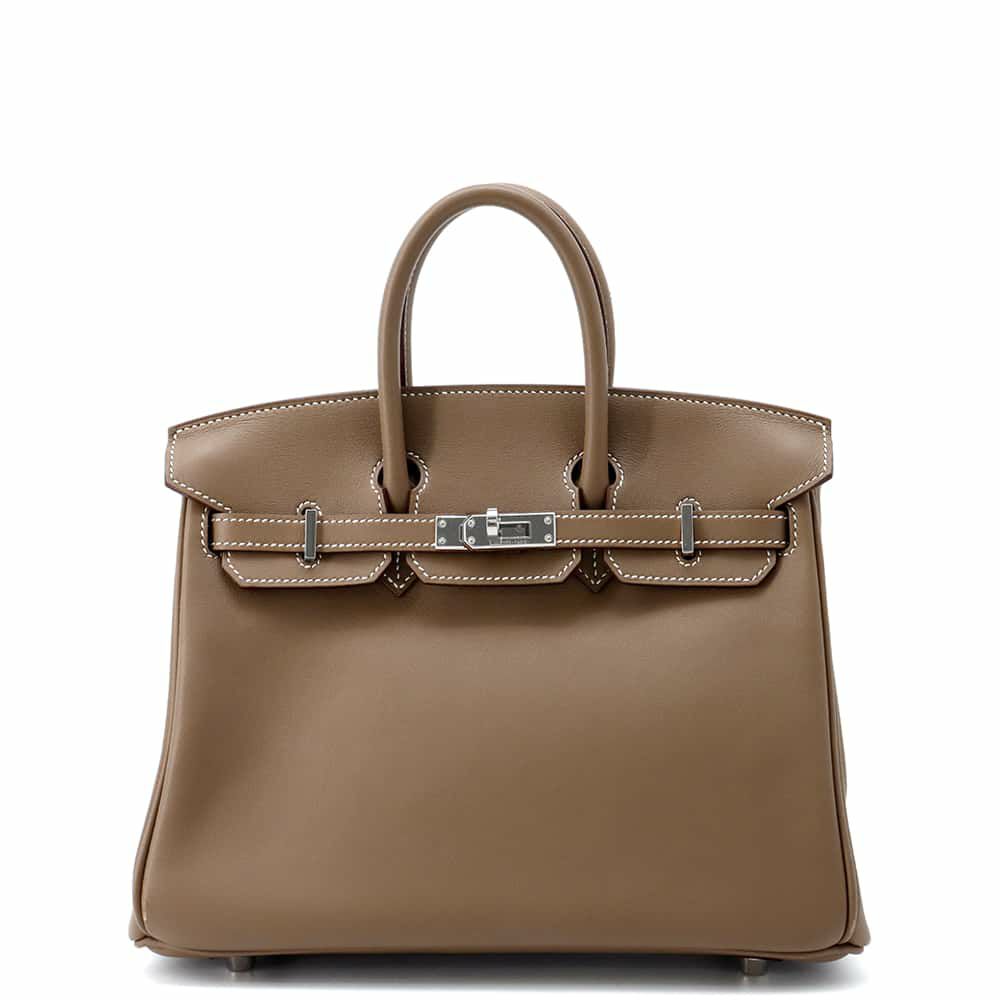 エルメス バーキン25 エトゥープ/シルバー金具 スイフト W刻印 HERMES Birkin ハンドバッグ