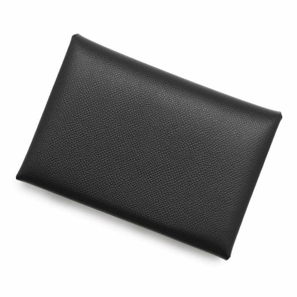 エルメス コインケース カルヴィ デュオ ブラック/シルバー金具 ヴォーマダム W刻印 HERMES 黒