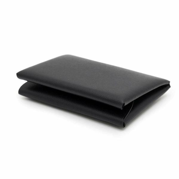エルメス コインケース カルヴィ デュオ ブラック/シルバー金具 ヴォーマダム W刻印 HERMES 黒