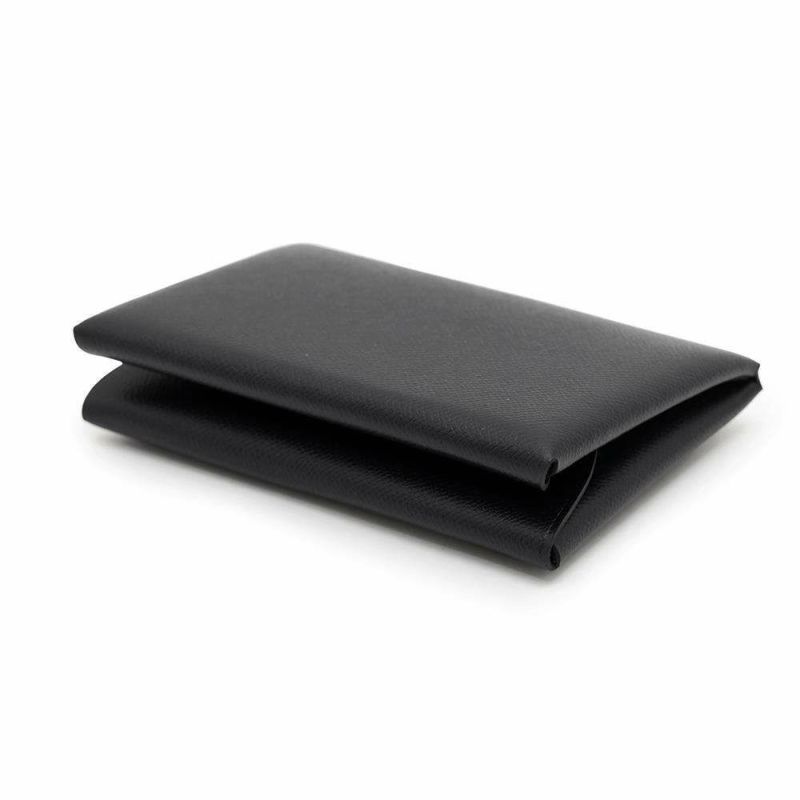 エルメス コインケース カルヴィ デュオ ブラック/シルバー金具 ヴォーマダム W刻印 HERMES 黒