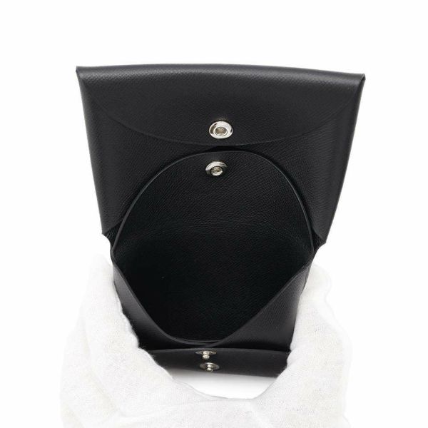 エルメス コインケース カルヴィ デュオ ブラック/シルバー金具 ヴォーマダム W刻印 HERMES 黒