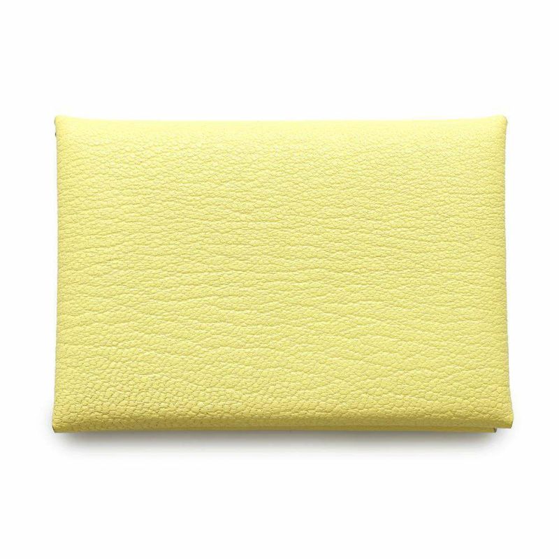 エルメス コインケース カルヴィ デュオ リモンチェッロ/シルバー金具 シェブルミゾル B刻印 HERMES シェーブル