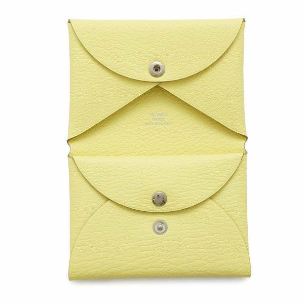 エルメス コインケース カルヴィ デュオ リモンチェッロ/シルバー金具 シェブルミゾル B刻印 HERMES シェーブル