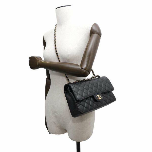 シャネル チェーンショルダーバッグ マトラッセ25 ココマーク キャビアスキン ダブルチェーン A01112 CHANEL 黒