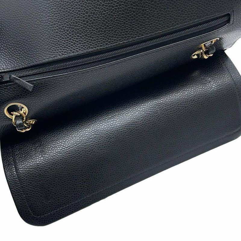 シャネル チェーンショルダーバッグ マトラッセ25 ココマーク キャビアスキン ダブルチェーン A01112 CHANEL 黒