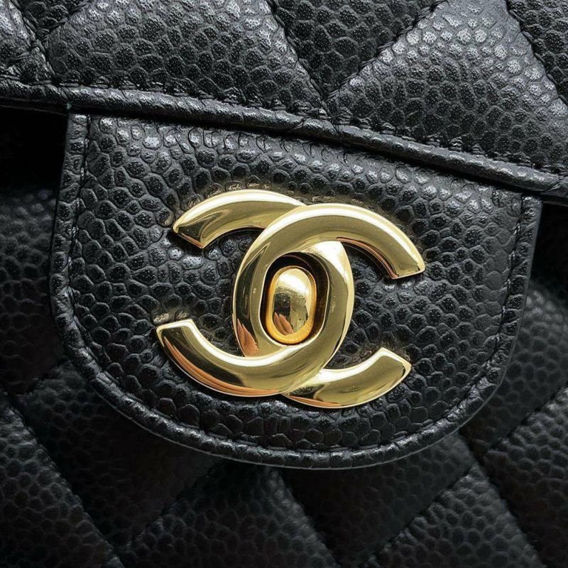 シャネル チェーンショルダーバッグ マトラッセ25 ココマーク キャビアスキン ダブルチェーン A01112 CHANEL 黒