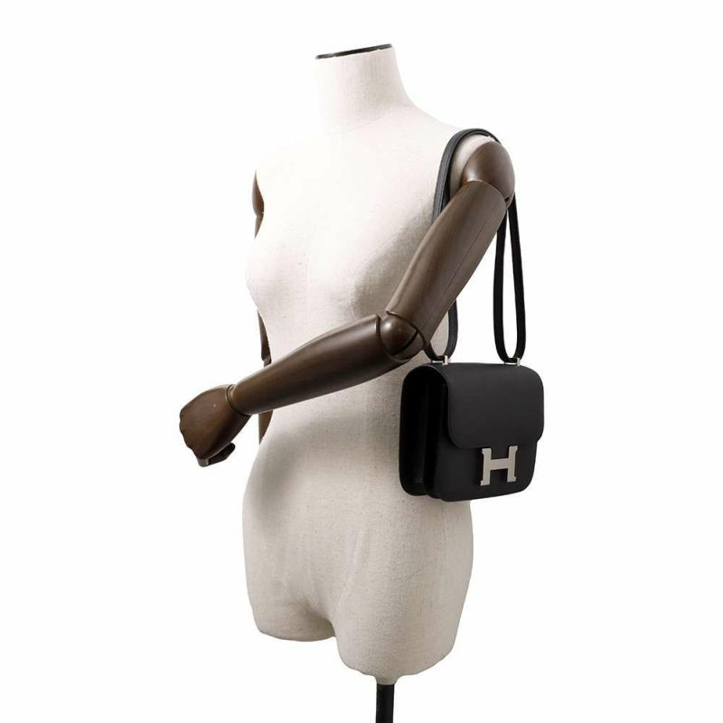 エルメス ショルダーバッグ ミニ コンスタンス3 ミロワール ブラック/シルバー金具 エプソン W刻印 HERMES Constance