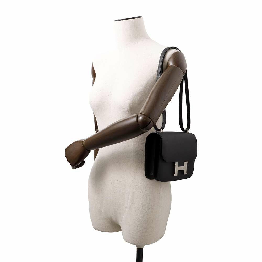 エルメス ショルダーバッグ ミニ コンスタンス3 ミロワール ブラック/シルバー金具 エプソン W刻印 HERMES Constance