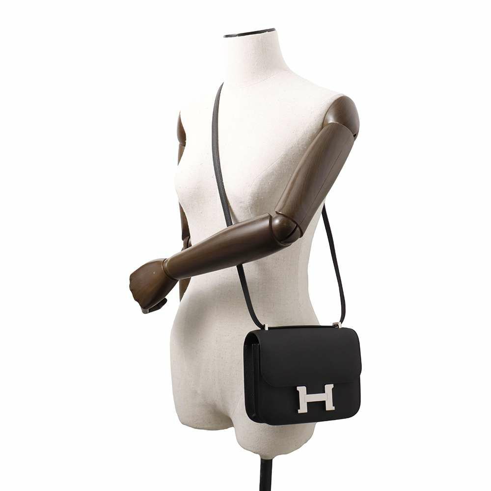 エルメス ショルダーバッグ ミニ コンスタンス3 ミロワール ブラック/シルバー金具 エプソン W刻印 HERMES Constance
