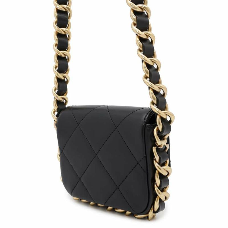 シャネル チェーンショルダーバッグ マトラッセ ココマーク フラップ カーフレザー AS2833 CHANEL 黒