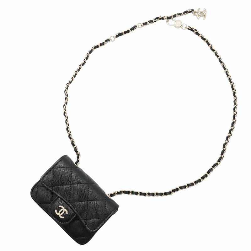シャネル ウエストポーチ ベルトバッグ キャビアスキン AP1952 CHANEL 黒