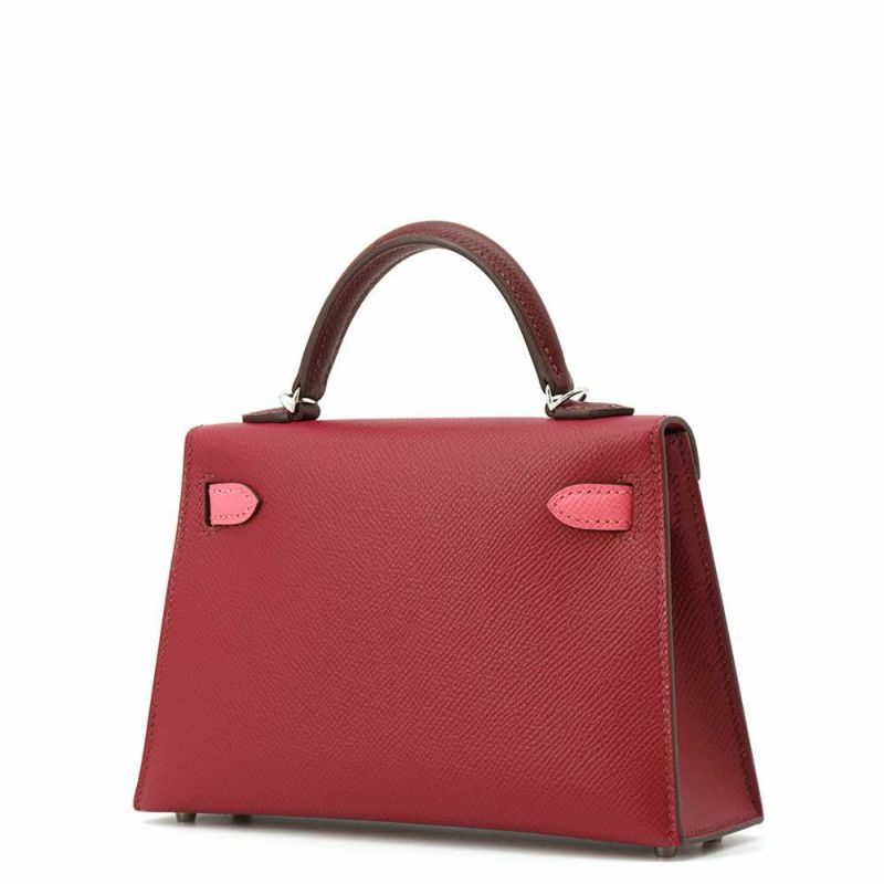 エルメス ミニケリードゥ 外縫い トリコロール ルビー/ルージュアッシュ/ローズアザレ/シルバー金具 エプソン W刻印