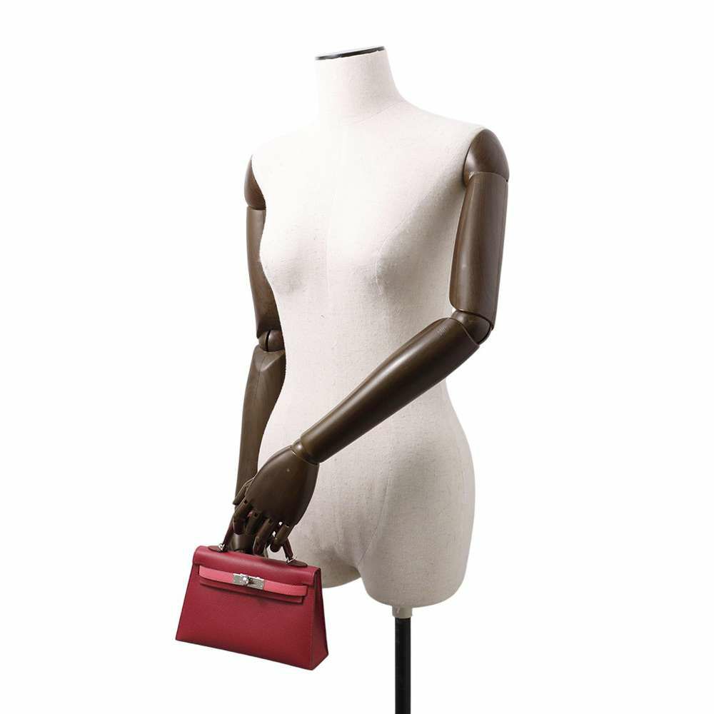 エルメス ミニケリードゥ 外縫い トリコロール ルビー/ルージュアッシュ/ローズアザレ/シルバー金具 エプソン W刻印