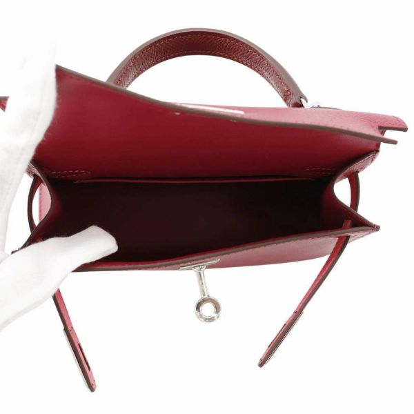 エルメス ミニケリードゥ 外縫い トリコロール ルビー/ルージュアッシュ/ローズアザレ/シルバー金具 エプソン W刻印