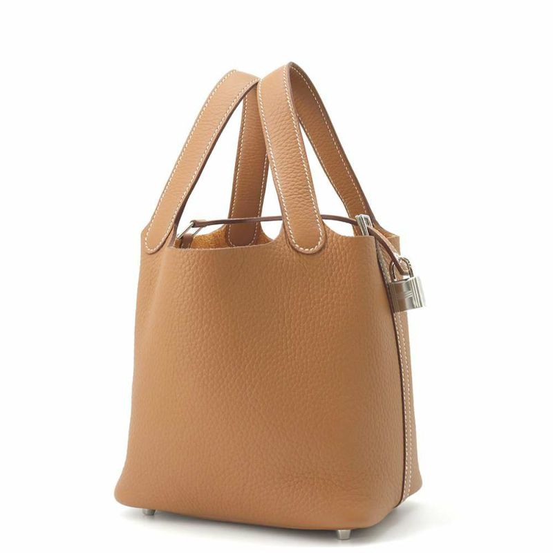 エルメス ハンドバッグ ピコタンロックPM ゴールド/シルバー金具 トリヨンクレマンス W刻印