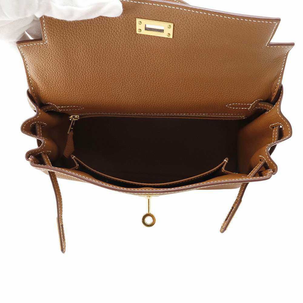 エルメス ハンドバッグ ケリー25 内縫い ゴールド/ゴールド金具 トゴ Y刻印 2wayショルダー