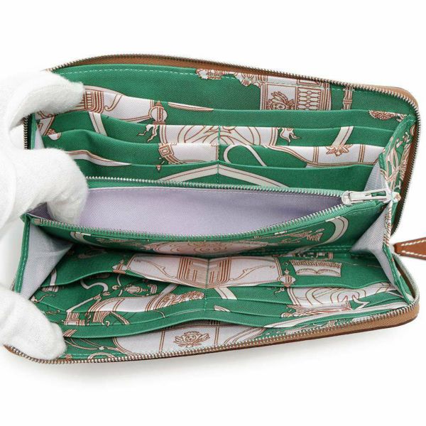 エルメス 長財布 アザップロング シルクイン ゴールド/シルバー金具 エプソン U刻印 HERMES 財布
