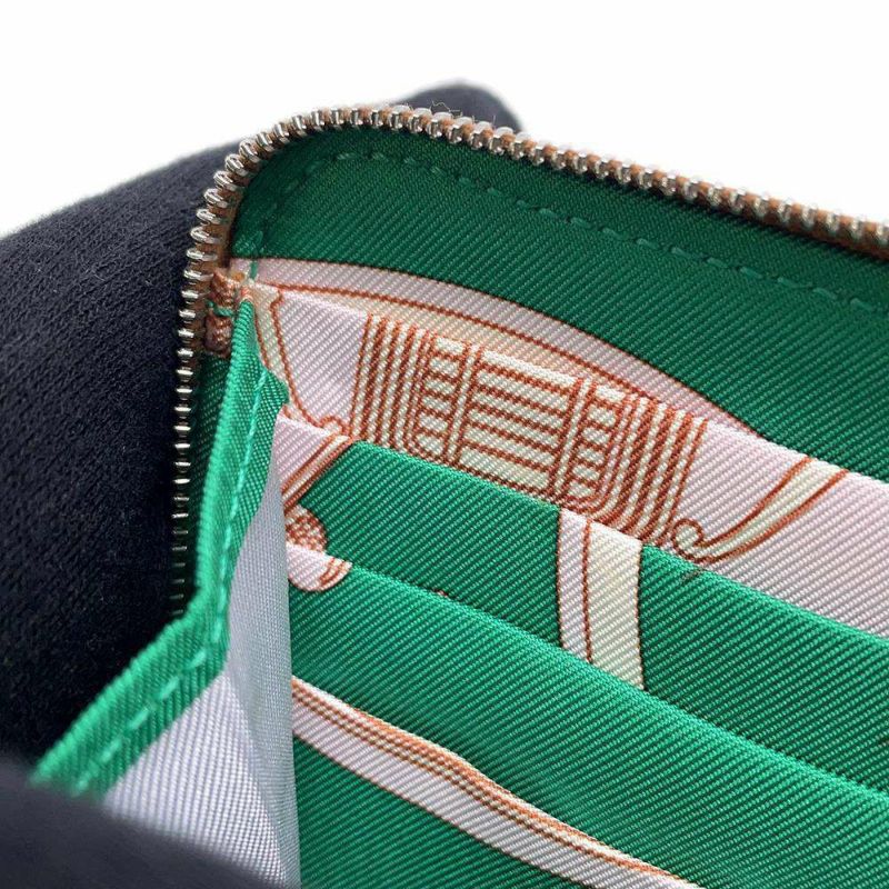 エルメス 長財布 アザップロング シルクイン ゴールド/シルバー金具 エプソン U刻印 HERMES 財布