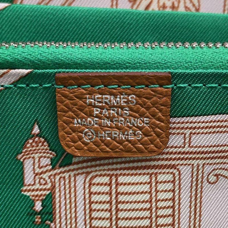 エルメス 長財布 アザップロング シルクイン ゴールド/シルバー金具 エプソン U刻印 HERMES 財布