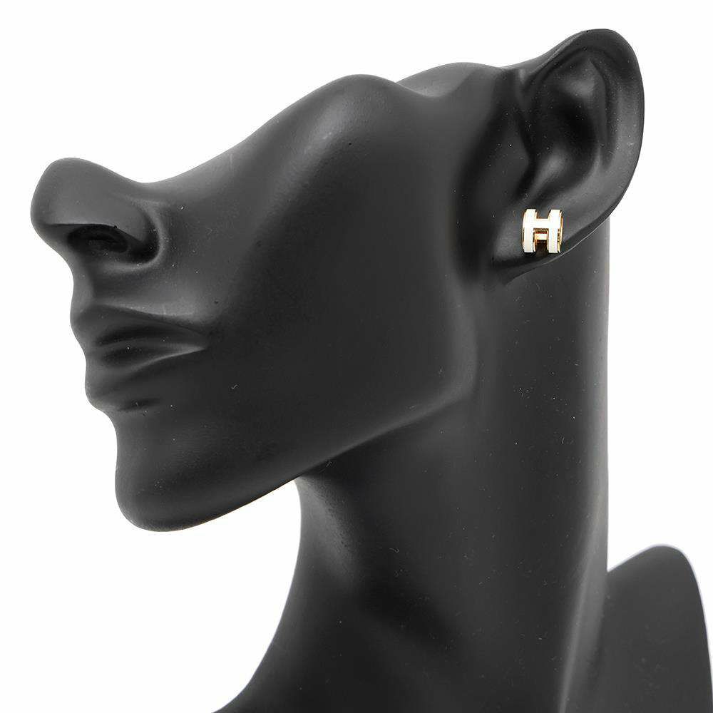 エルメス ピアス ミニ・ポップアッシュ ホワイト/ゴールド金具 Hモチーフ HERMES Pop H ポップH