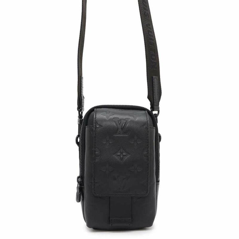 ルイヴィトン ショルダーバッグ モノグラム・シャドウ ダブル・フォンポーチ M81323 LOUIS VUITTON ブラック 黒