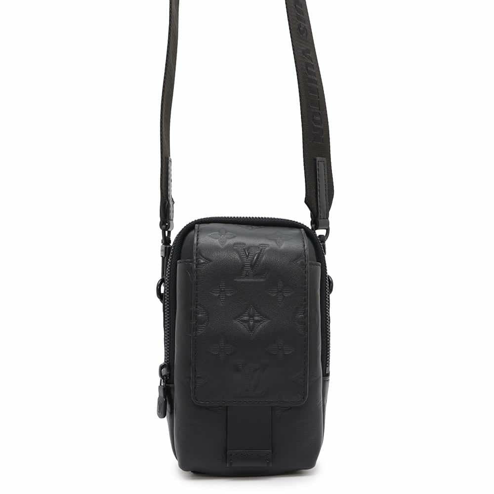 ルイヴィトン ショルダーバッグ モノグラム・シャドウ ダブル・フォンポーチ M81323 LOUIS VUITTON ブラック 黒