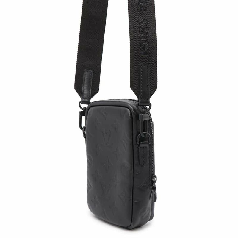 ルイヴィトン ショルダーバッグ モノグラム・シャドウ ダブル・フォンポーチ M81323 LOUIS VUITTON ブラック 黒