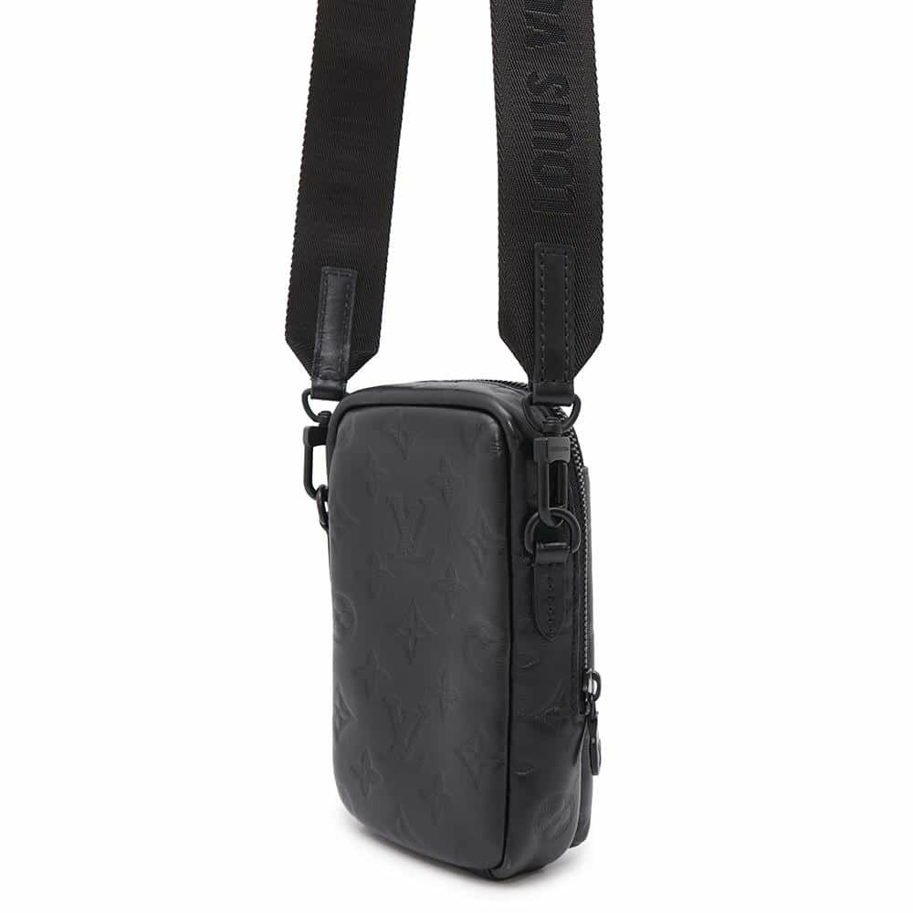 ルイヴィトン ショルダーバッグ モノグラム・シャドウ ダブル・フォンポーチ M81323 LOUIS VUITTON ブラック 黒