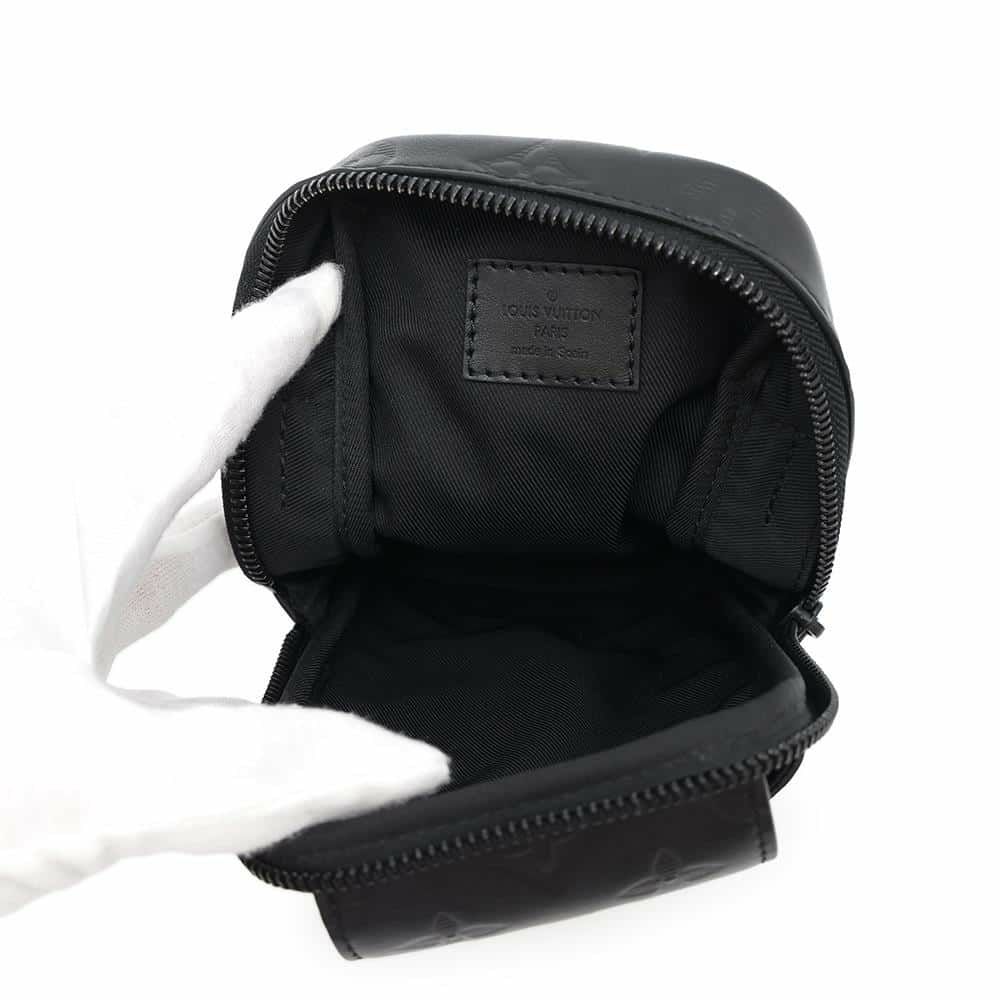 ルイヴィトン ショルダーバッグ モノグラム・シャドウ ダブル・フォンポーチ M81323 LOUIS VUITTON ブラック 黒