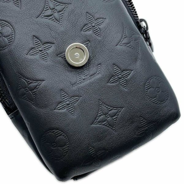 ルイヴィトン ショルダーバッグ モノグラム・シャドウ ダブル・フォンポーチ M81323 LOUIS VUITTON ブラック 黒