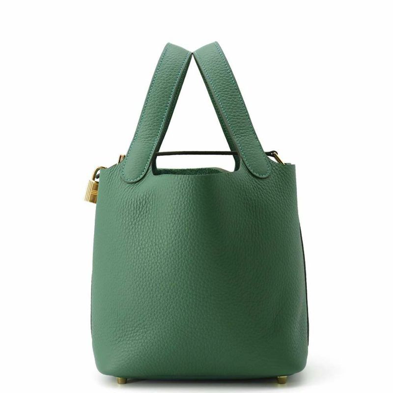 エルメス ハンドバッグ ピコタンロックPM ヴェールモワイヤン/ゴールド金具 トリヨンクレマンス W刻印 HERMES トートバッグ