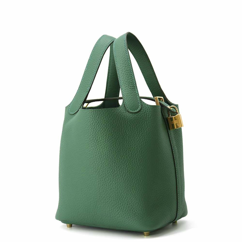 エルメス ハンドバッグ ピコタンロックPM ヴェールモワイヤン/ゴールド金具 トリヨンクレマンス W刻印 HERMES トートバッグ