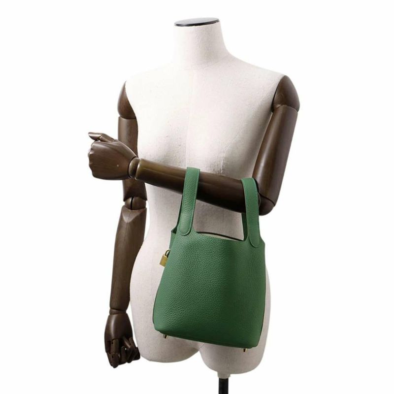 エルメス ハンドバッグ ピコタンロックPM ヴェールモワイヤン/ゴールド金具 トリヨンクレマンス W刻印 HERMES トートバッグ