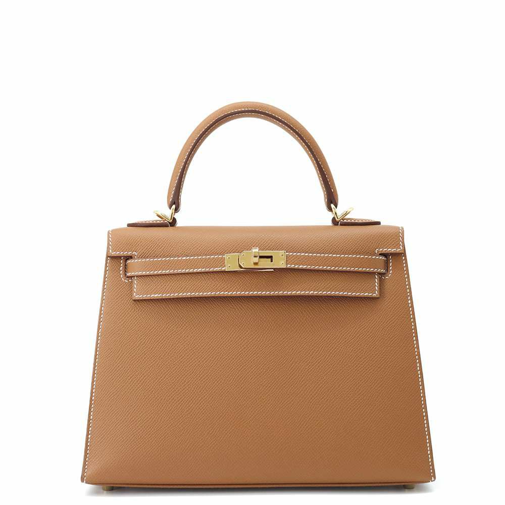 エルメス ハンドバッグ ケリー25 外縫い ゴールド/ゴールド金具 エプソン K刻印 2wayショルダー