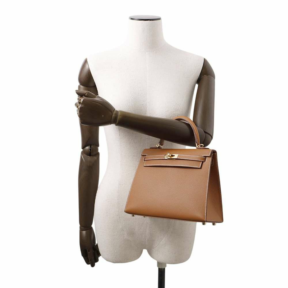 エルメス ハンドバッグ ケリー25 外縫い ゴールド/ゴールド金具 エプソン K刻印 2wayショルダー