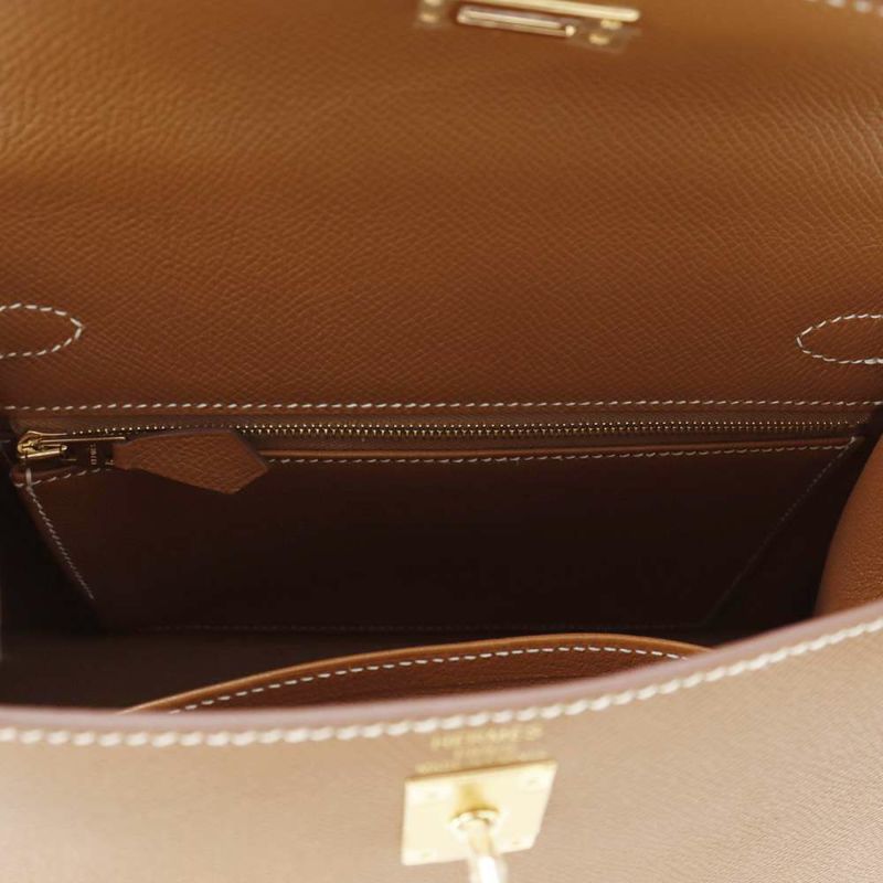 エルメス ハンドバッグ ケリー25 外縫い ゴールド/ゴールド金具 エプソン K刻印 2wayショルダー
