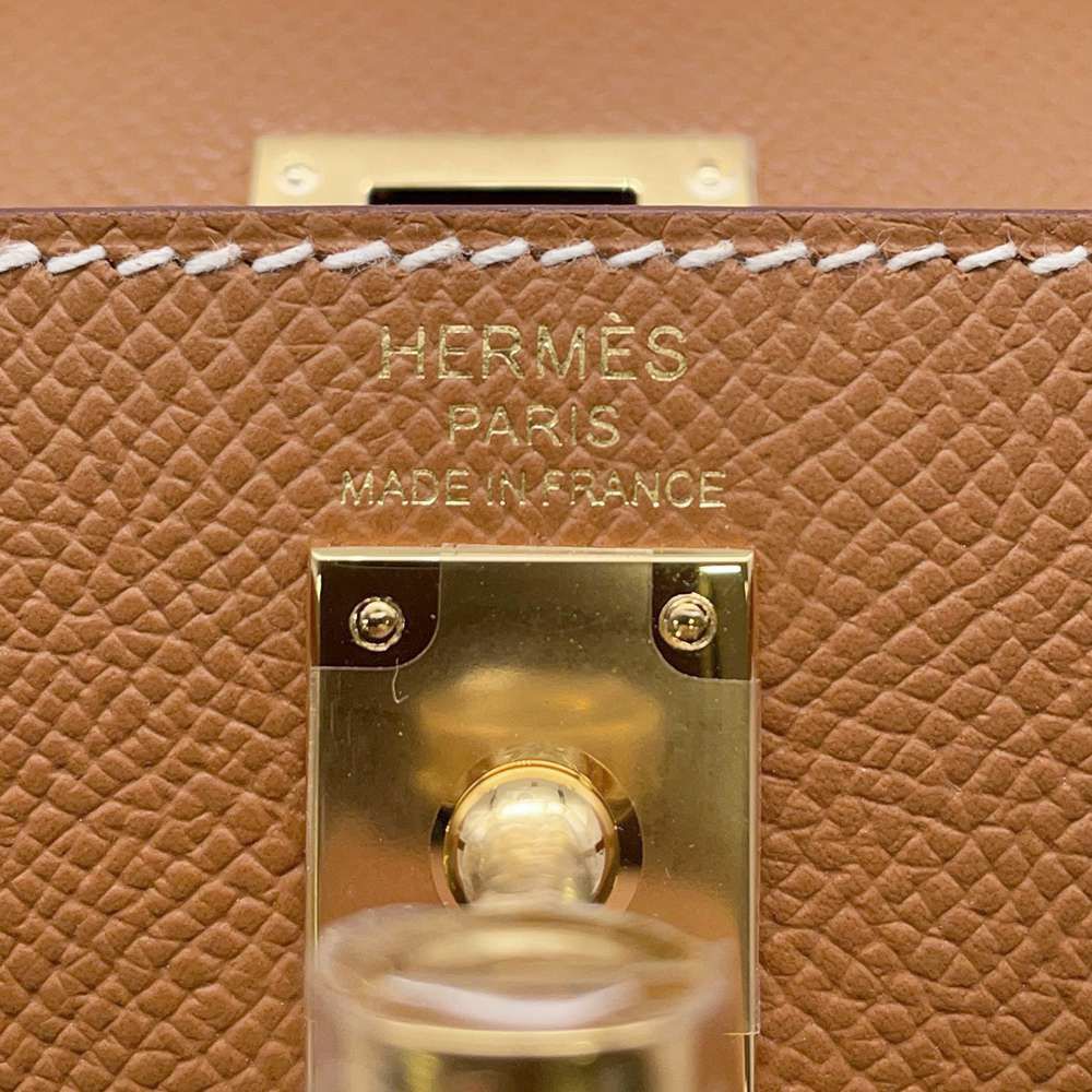 エルメス ハンドバッグ ケリー25 外縫い ゴールド/ゴールド金具 エプソン K刻印 2wayショルダー