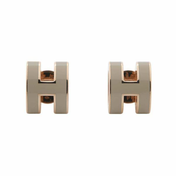 エルメス ピアス ミニ・ポップアッシュ マロングラッセ/ピンクゴールド金具 Hモチーフ HERMES Pop H ポップH