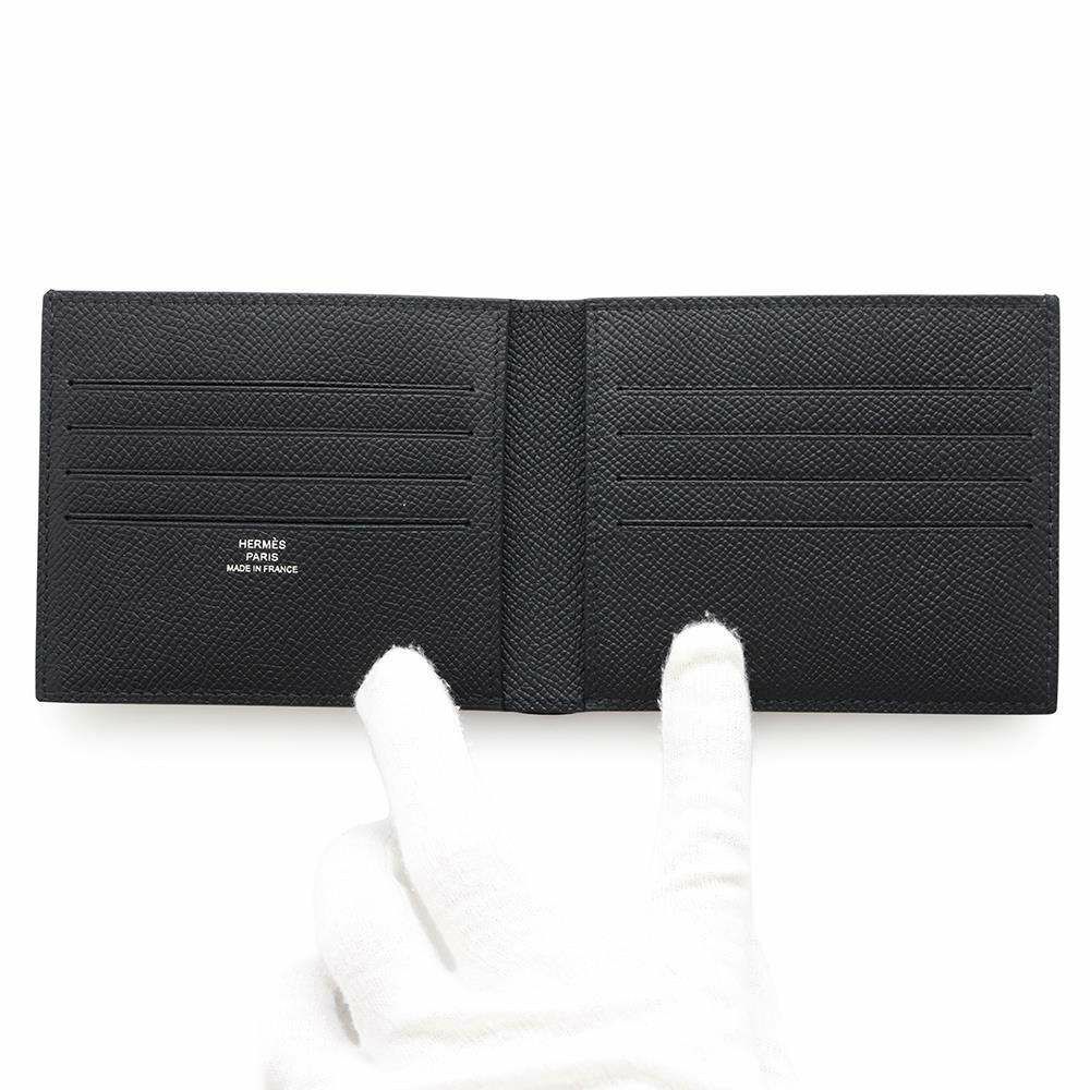 エルメス 二つ折り財布 シチズンツイル コンパクト ブラック エプソン B刻印 HERMES 財布 メンズ 黒